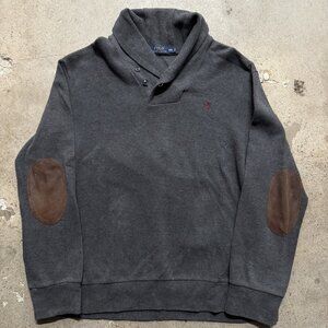 Polo Ralph Lauren Shawl Collar Sweater Men’s 2XL Gray Soft Cotton Red Pony